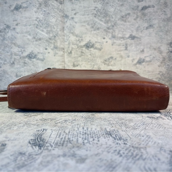 Scully Vintage Brown Leather Crossbody 3 Rings Binder/Planner - Picture 5 of 15